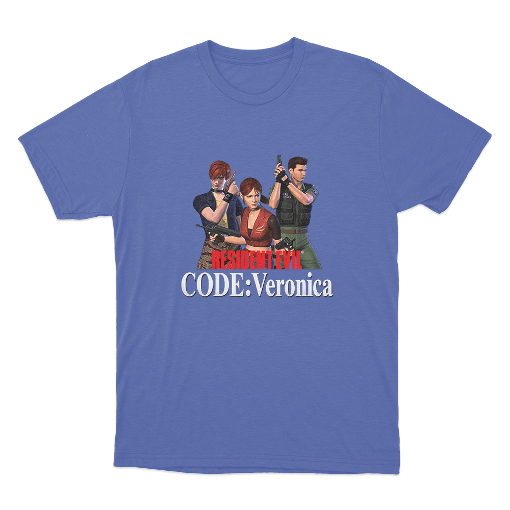 Resident Evil Code Veronica Classic Trio Unisex T Shirt Blue Resident Evil Code Veronica Classic Trio Unisex T Shirt Blue