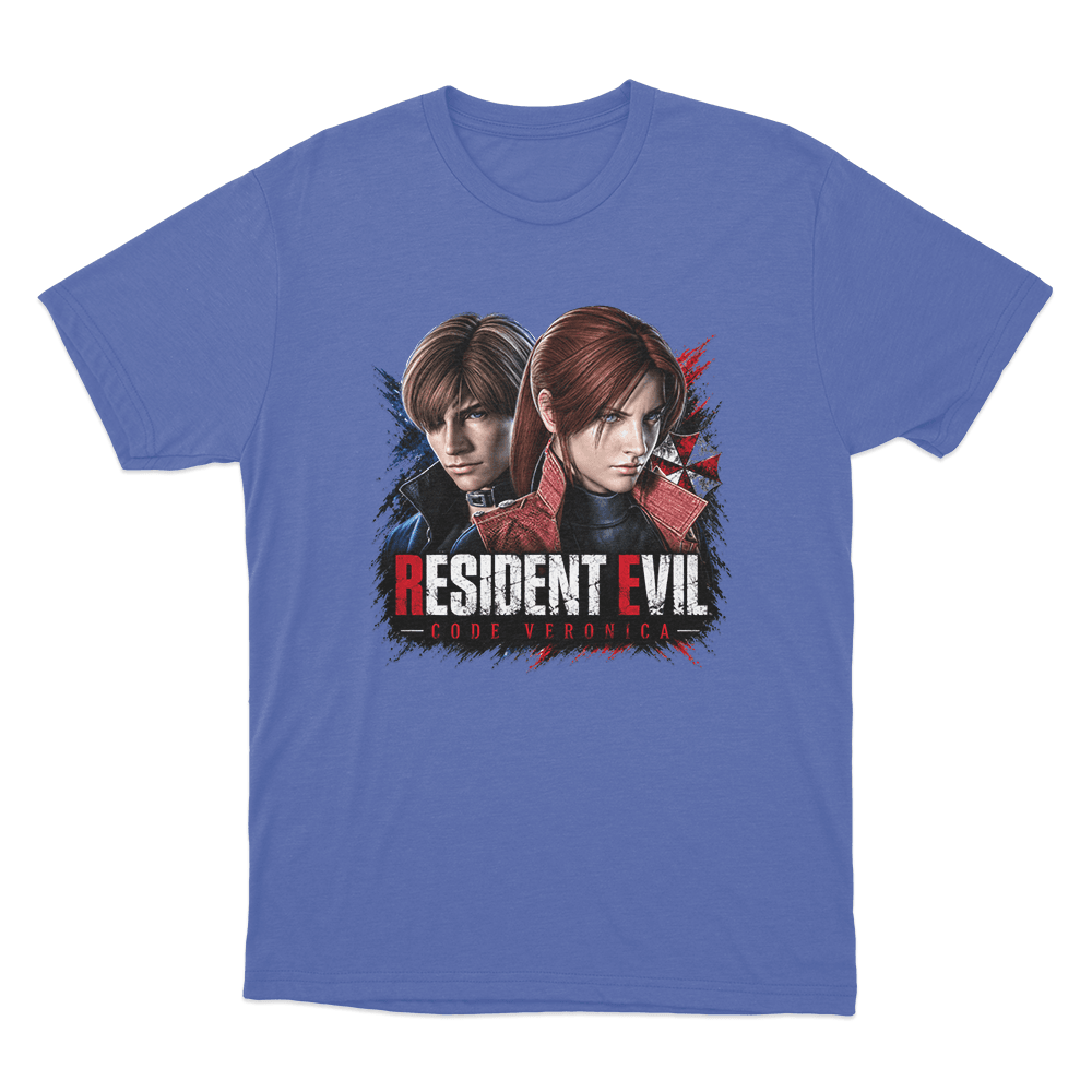 Resident Evil Code Veronica Dual Portrait Unisex T Shirt Blue Resident Evil Code Veronica Dual Portrait Unisex T Shirt Blue