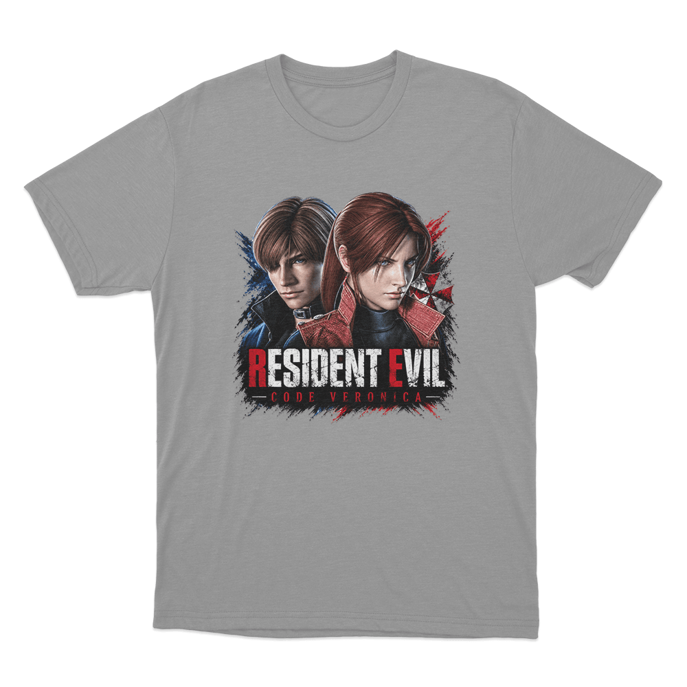 Resident Evil Code Veronica Dual Portrait Unisex T Shirt Grey Resident Evil Code Veronica Dual Portrait Unisex T Shirt Grey