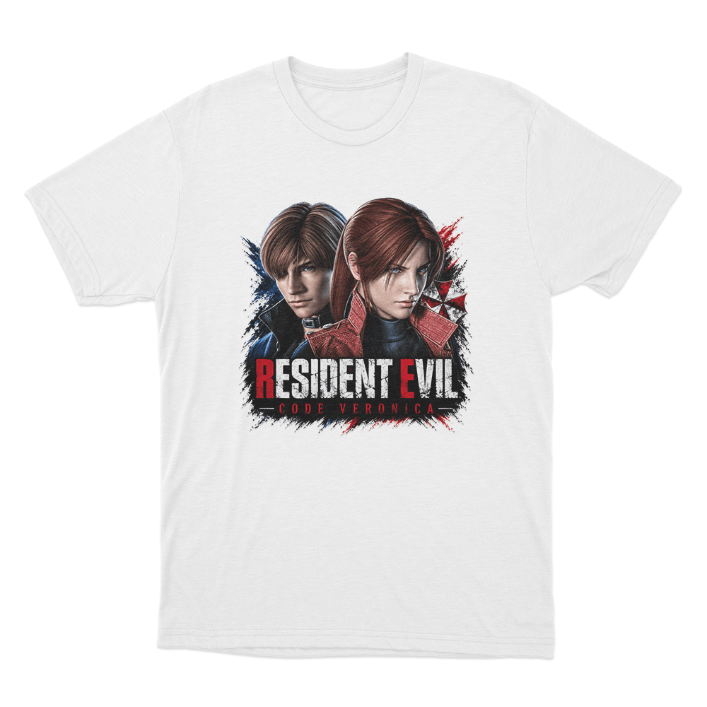 Resident Evil Code Veronica Dual Portrait Unisex T Shirt White Resident Evil Code Veronica Dual Portrait Unisex T Shirt White