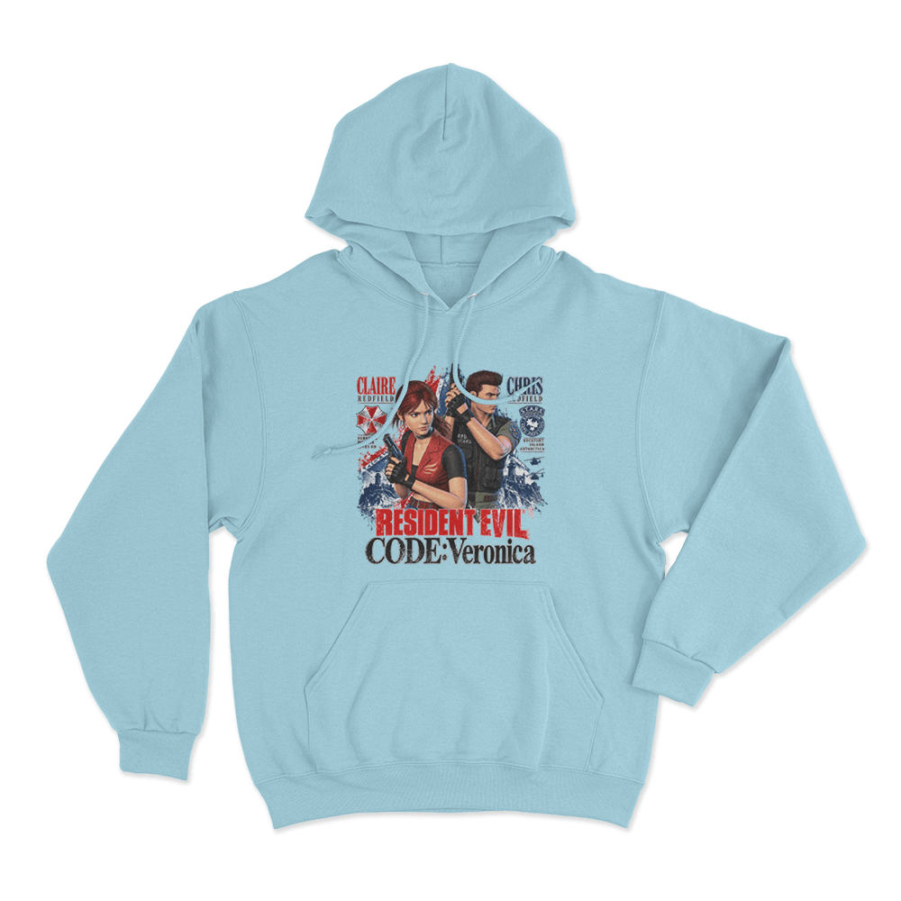 Resident Evil Code Veronica Redfield Survivors Unisex Hoodie Sky Blue Resident Evil Code Veronica Redfield Survivors Unisex Hoodie Sky Blue