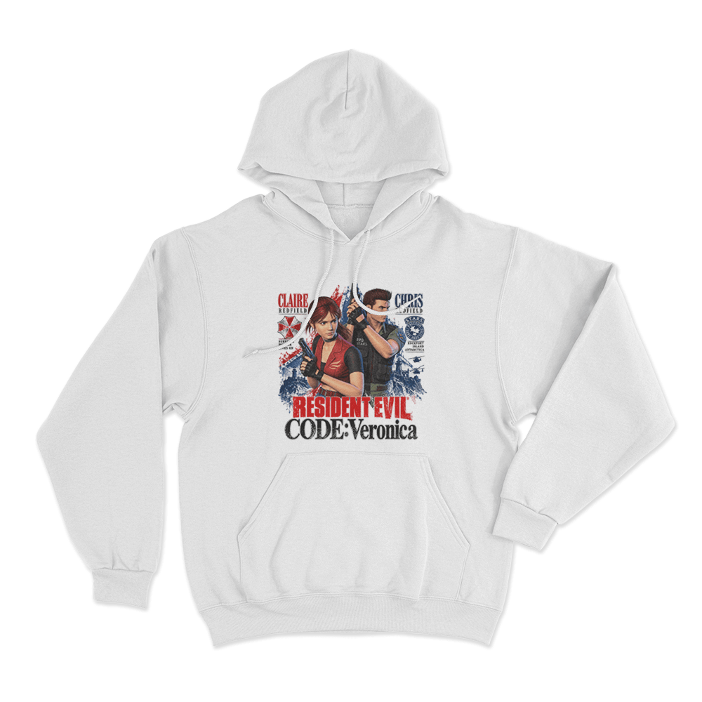 Resident Evil Code Veronica Redfield Survivors Unisex Hoodie White Resident Evil Code Veronica Redfield Survivors Unisex Hoodie White