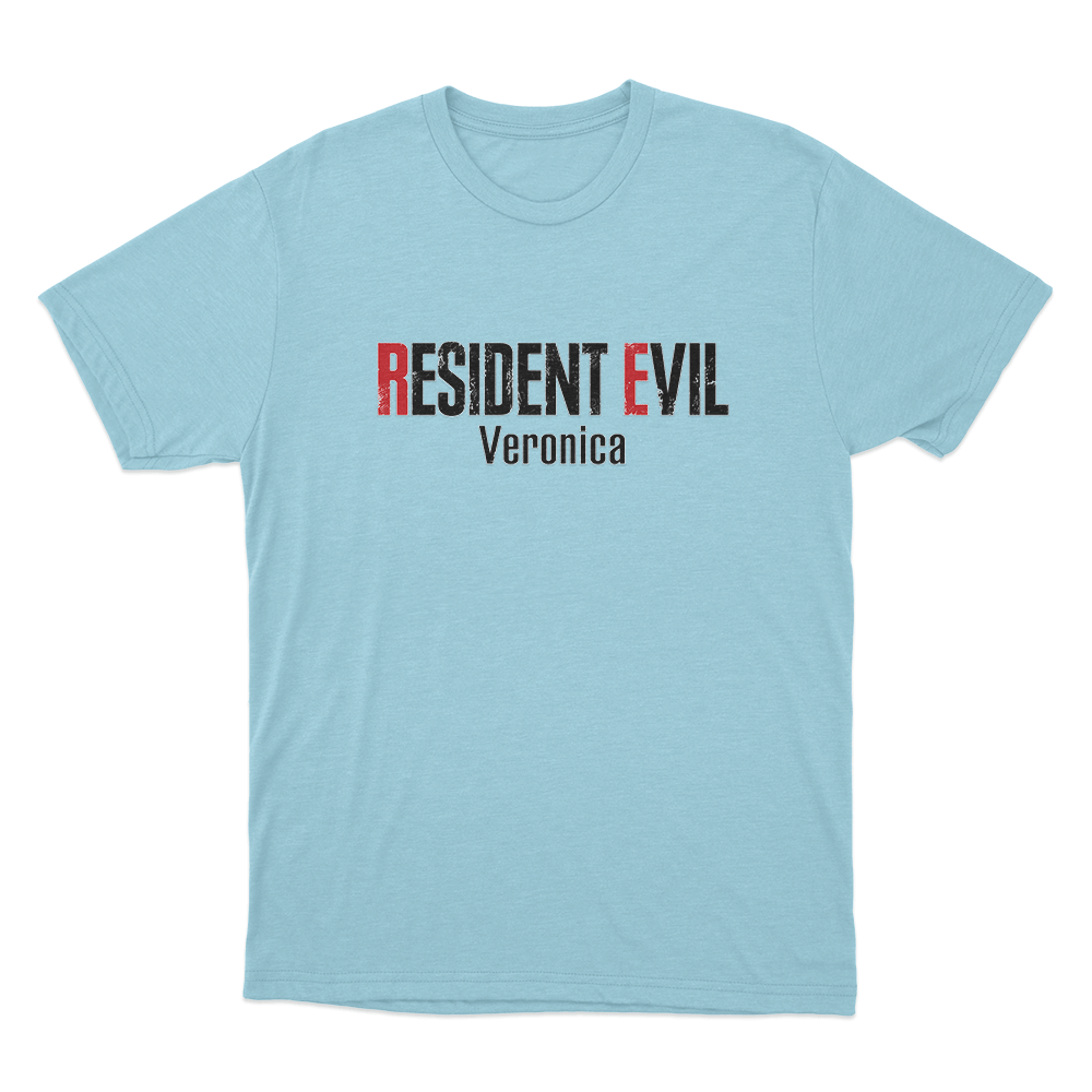 Resident Evil Veronica Logo Unisex T Shirt Sky Blue Resident Evil Veronica Logo Unisex T Shirt Sky Blue
